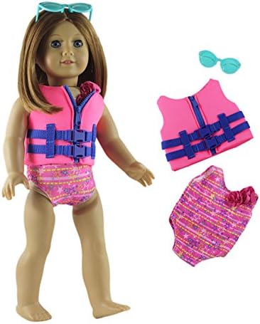Doll Clothes Bikini Swimwear Life Jacket Sunglasses Set for 18 "American Girl Doll