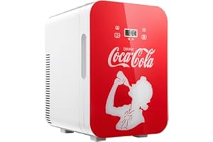 °CUBES Coca-Cola Mini Kühlschrank 9,3L | Kompakter Minikühlschrank mit Glasdruck & LCD-Touch-Display | Kleiner Kühlschrank für Auto & Haushalt | Leise & Effizient | 12V/220V