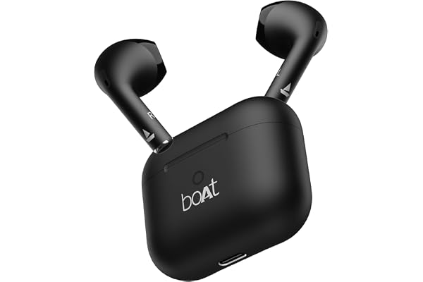 Boat Airdopes Joy, 35Hrs Battery, Fast Charge, IWP Tech, Low Latency, 2Mic ENx, Type-C Port, v5.3 Bluetooth Earbuds, TWS Ear Buds Wireless Earphones with mic(Jet Black)
