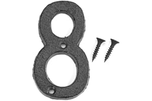 DOMYBESTSHOP Domybest Numéro de Maison 0-9 En Fer Noir Numéro de Porte de Maison Numéro de Rue Plaques Enseignes Mur Porte avec Vis de Fixation