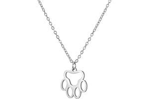 UNIFT Collar con colgante de huella de pata para mujeres y niñas, de acero inoxidable, ahuecado, delicado, elegante, con estampado de huellas de perro, gato, joyería de animales para amantes de los