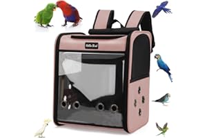 SOLAPOLLO Atmungsaktive Papageientasche, Wellensittich, Outdoor-Rucksack, leicht und tragbar, wasserdicht, Vogelreiserucksack, weite Sicht und Schattierung, Katzenrucksack zum Wandern (Rosa)