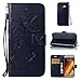 Produktbild Hülle für Samsung Galaxy A5 2017,Samsung Galaxy A5 2017 Lederhülle,PU Leder Tasche für Samsung Galaxy A5 2017,Leweiany Elegant Luxus Extra Dünn Tasche Dunkelblau Premium Schmetterling Blumen Muster Leder Brieftasche Flip Wallet Ständer Cover in Book Style Tasche Case Handyhülle Schutzhülle mit Kartenfach Aufstellfunktion Magnetverschluss für Samsung Galaxy A5 2017 Schutzhülle Handytasche