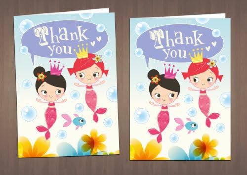 Children's Thank You Cards - Little Mermaids x 20 Pack