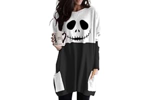 Minetom Langarmshirt Damen V-Ausschnitt Druck Lose Langarm Oberteile Oversize Lang Sweatshirt Tops Asymmetrisch Saum Jumper Pullover Mit Taschen