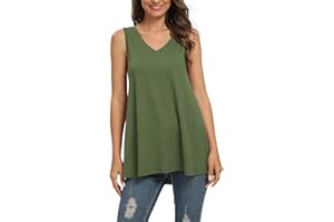 AUSELILY T-Shirt da Donna Casual Senza Maniche con Scollo a V, Tunica, Camicetta, Canotte