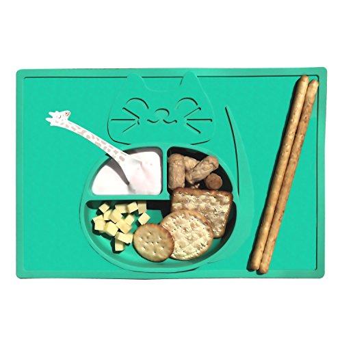 Kindergeschirr von PLAYTEMAT / Plastikteller mit Gratis Kinderlöffel / süßes Platzdeckchen für ihr Klein-Kind oder Baby - 2