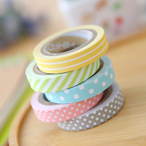 Cosanter 5PCS Cintas Adhesivas Sticky Washi Cinta Decorativa para el
Arte DIY Variedad de Opciones