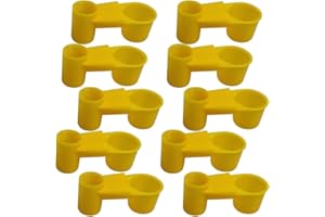 Lucky Farm 10 Pcs Birds Waterer Cups Soda Pop Water Bottle Drinker Spring Quail Dove Chicken Pigeon Drinking Bowl (Yellow)