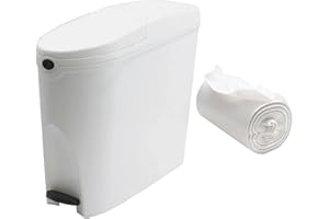 Pro-Kleen Sanitary Bin 20L & 50 Bin Liners - Slimline Washrooms Toilets Hygienic Disposal Pedal Container Bins for Female Ladies And Baby Hygiene Products - 20 litres White