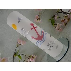 Taufkerze Anker rosa Taufkerzen Mädchen 250/70 mm inkl. Beschriftung