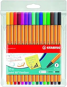 STABILO point 88 - Fineliner - Wallet of 15 (Assorted Colours)