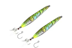 FISHZONE - 2 x KONICHI RIP RIDER Long Cast Fishing Lures - 11.50cm / 40g - Dressed Marine Mylar Treble & In-line 3/0 Hook (4 Colours Designs) For Bass & Predatory Fishing