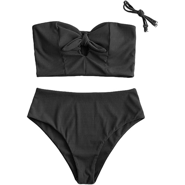 Zwarte Bikiniset | Haltertop | Hoge Taille | Voorgevormde Cups | Effen