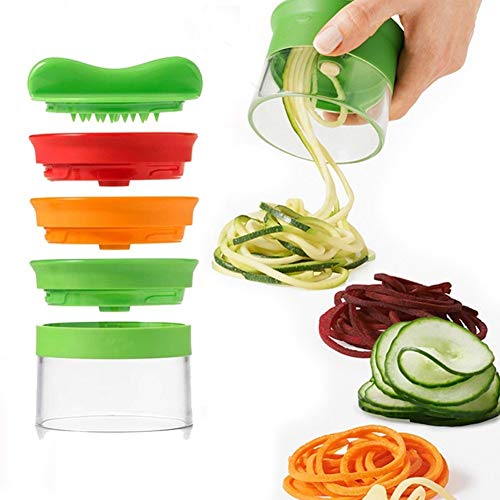 Cortador de verduras - Cortador en espiral Rallador y Cortador Manual Utensilio con 3 Cuchillas para Cortador de Pepinos Rallador de Zanahorias Rallador de Espiral