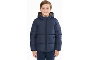 Sunny Sprout Manteau garçon hiver - Doudoune épaisse avec capuche polaire et manches coupe-vent