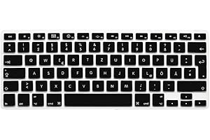 ‎SYSTEM-S System-S Silikon Tastaturschutz Tastaturabdeckung QWERTZ Deutsche Tastatur Abdeckung Schutz für MacBook Pro 13" 15" 17" iMac MacBook Air 13" in Schwarz