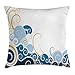 Produktbild GONIESA Aqua Throw Pillow Cushion Cover, Spiral Swirled Ocean Waves Graphic Seascape Surfing Theme Summer Season Artwork, Decorative Square Accent Pillow Case, 18 X 18 inches, Yellow and Blue