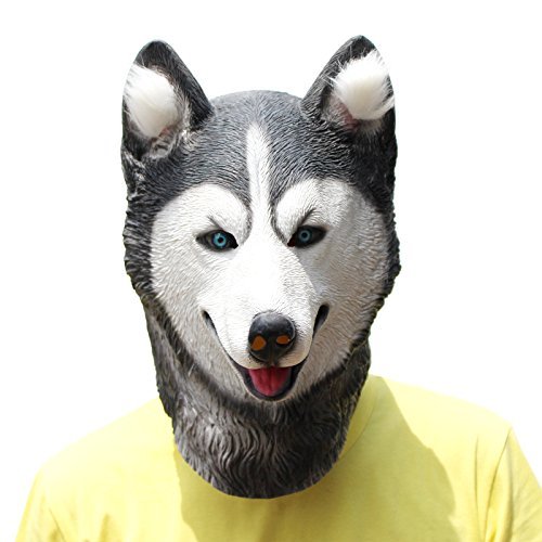 PartyCostume Máscara de Cabeza Animal de Látex de Fiesta de TrajeLujo de Halloween de Perro (Husky)