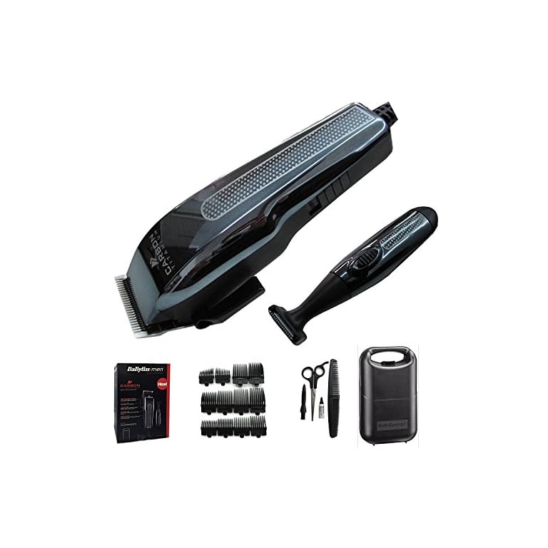 BaByliss Hair Clipper & Beard Detail Trimmer Set Carbon Titanium - 18 piece - NEW MODEL