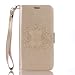 Produktbild Lonchee Motorola Moto G4 / G4 Plus Wallet Tasche Brieftasche Schutzhülle ,Mandala Blumenmuster geprägt Muster Design Hochwertige PU Leder Folio Tasche Case Hülle im Bookstyle mit Standfunktion Kredit Kartenfächer (Gold)