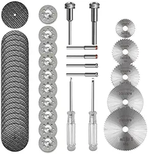 DIY Crafts Cutting Wheel Set Rotary Tool, HSS Circular Saw Blades Resin Cutting Discs, Diamond Cutting Wheels + Screwdrivers for Wood Glass Plastic Stone Metal (Pack of 60 Pcs Kit, Multi,Combo Kit)