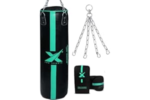 Xn8 Sports Unfilled Punching Bag for Boxing – 4ft & 5ft Heavy Duty Punch Bag with Boxing Mitts & Hanging Chain | Ideal for Kickboxing, Muay Thai, MMA, Grappling & Martial Arts Training