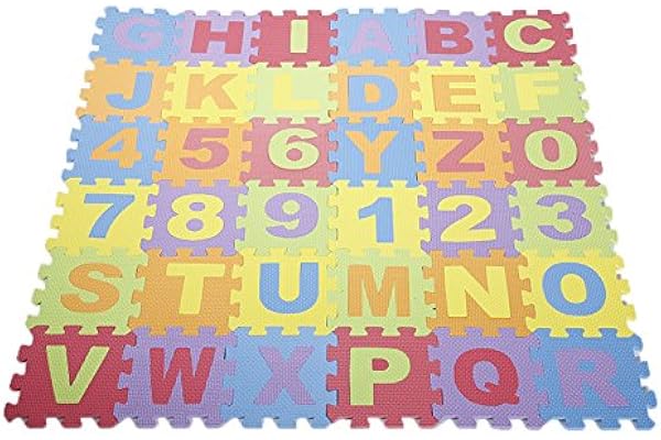 Puzzle Tapis Mousse bébé, Tapis de Jeu très résistant pour Enfants, Alphabets & Chiffresertifié CE, Multicolore Tapis Puzzle d'éveil et de Jeu - 36 pièces