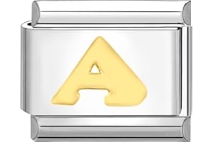 papasgix Italian Charms Gold Letter A-Z Italian Modular Charm Link fits all 9mm Bracelet Retro Personality Vintag Charms Bracelets Accessories