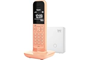Gigaset CL390A - Schnurloses Design DECT-Telefon mit Anrufbeantworter und Freisprechfunktion - Akustik-Profilen - großem Grafik Display und großer Anzeige im Wahlmodus & Telefonmenü, cantaloupe