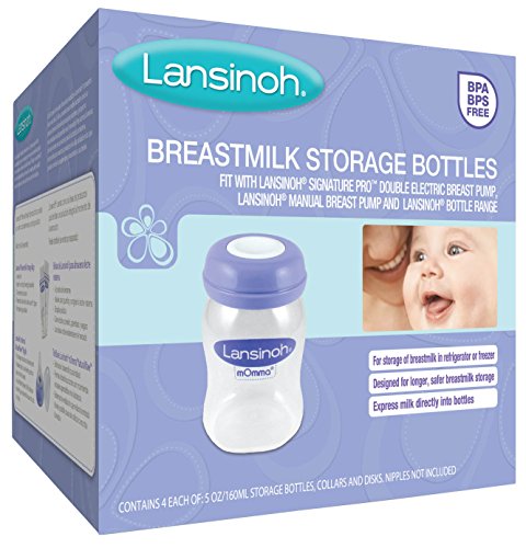 Lansinoh, Breastmilk Storage Bottles, 4 Bottles, 5 oz (160 ml) Each