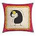Produktbild Cartoon Throw Pillow Cushion Cover, Cute Monster Grunge Background Alien Caricature Funny Vibrant Color Artwork, Decorative Square Accent Pillow Case, 18 X 18 inches, Pink Yellow Black