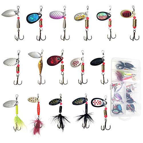 Inpion 16pcs Kunstköder Blinker Spinner Wobbler Set AngelKöder für Hecht, Zander, Barsch, Forelle