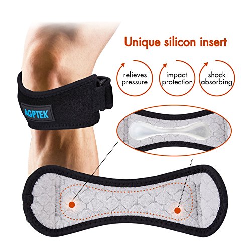 AGPTek Einstellbare Silikon Knieschutz, Schmerz RelievedKnee Bracefor Rennen, Springen, Basketball-Sport usw. 2 Stück - 6