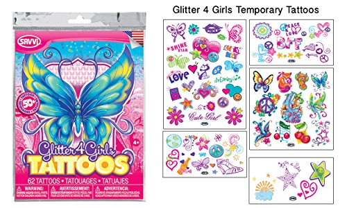 Glitter4Girls Girls Temporary Tattoos ~ 50 tattoos in every pack!