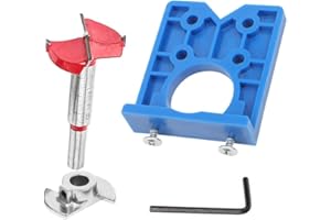 Lowats Fresa per Cerniera e Foro 3 Pezzi Dima per Fori a Tasca Cerniere 35mm Punta per Legno Forstner Set di Punte per Trapano per Cerniera per Cerniera Nascosta Guida di Foratura