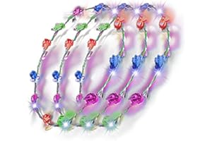 ‎BOCK OP KÖLLE LED Blumenkranz Silvester Haarschmuck Blumen Stirnband Kranz Haarband Damen Blumendekor Kopfschmuck für Hochzeit Party Leucht (Bunt 3x)
