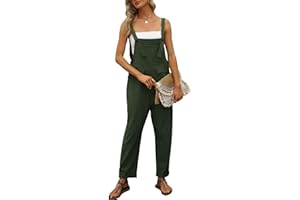 Vanchenl Damen Casual Lose Baumwolle Leinen Overalls Sommer Baggy Verstellbare Jumpsuits Strampler Haremshose