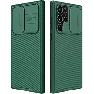 Galaxy S22 Ultra Case with Camera Cover,S22 Ultra Slim Fit Thin Polycarbonate Protective Shockproof Cover with Slide Camera Cover, Upgraded Case for Samsung Galaxy S22 Ultra (Green)