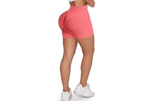 Memoryee Mujeres Leggings Pantalones Cortos de Yoga de Cintura Alta Plisados con Panal de Abeja para Gimnasio Levantamiento de glúteos Calientes Ejercicio Control Mallas