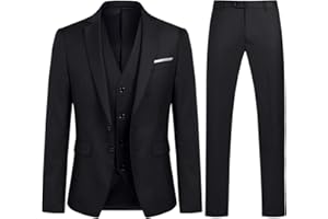 YOUTHUP Costume Homme 3 Pièces Slim Fit Smoking Deux Boutons Mariage Business Confort Elégant Veste Gilet et Pantalon