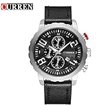 Man-hj Grand Dial Kalender Neutral Uhr Herren Leder Quarz Trend Uhr Uhren (Color : 3)