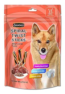 Petlicious & More Goodies Energy Treat Spiral Twist Sticks BBQ & Lamb Flavor 450 Gm (Pack of One)