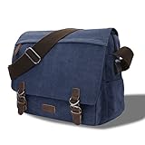 [Premium-Material] - Diese premium Umhängetasche ist aus Canvas & Leder, wasserdicht und kratzfest; Starke Magnetschnallen; Futter: Baumwolltuch; Wir haben bessere verstärkte Nähmethode verwendet. Sie ist eine ideale Begleiterin für die Arbeit, auf kurzen Reisen, Schule und tägliche Verwendung.