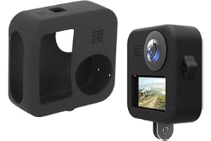 Bindpo Estuche de Silicona para cámara para GoPro MAX, Carcasa Protectora de Goma Suave con Tapa para Lente - Negro