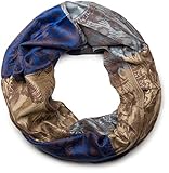 kein kratzen styleBREAKER Blumen, Hibiskus Blüten, Paisley Muster, Loop Schlauchschal, warme und weiche Qualität 01018058, Farbe:Blau-Hellblau-Braun