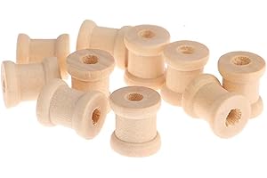 Cheeroyal 30Pcs Empty Spools Thread Wooden Bobbins 27mm x 16mm Cotton Reels for Coils Embroider Cotton Sewing Fishing Line Ribbon