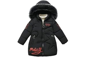 ANGEL ZYJ Niñas Chaqueta Slim de Invierno Línea A Abrigo de Pluma con Capucha de Pelo Ropa Caliente Acolchada de Algodón