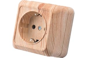 WESA Juego de enchufes eléctricos de pared, empotrables, de interior, 250 V CA, 16 A, toma de tierra, madera veteada blanca