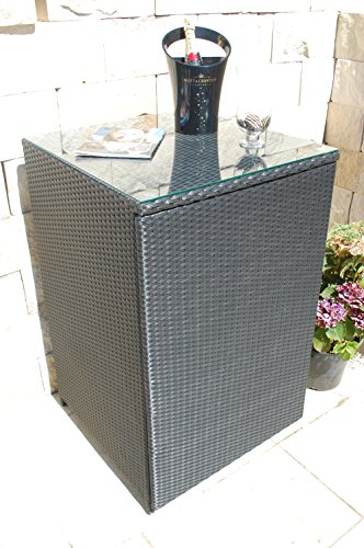 PolyRattan Kissenbox DEUTSCHE MARKE — EIGNENE PRODUKTION 8 Jahre GARANTIE Garten Möbel incl. Glasplatte für 20 Sitzkissen Ragnarök-Möbeldesign ( Schwarz ) Gartenmöbel Gartentisch Aluminium Rattan Beistelltisch, Stehttisch - 6